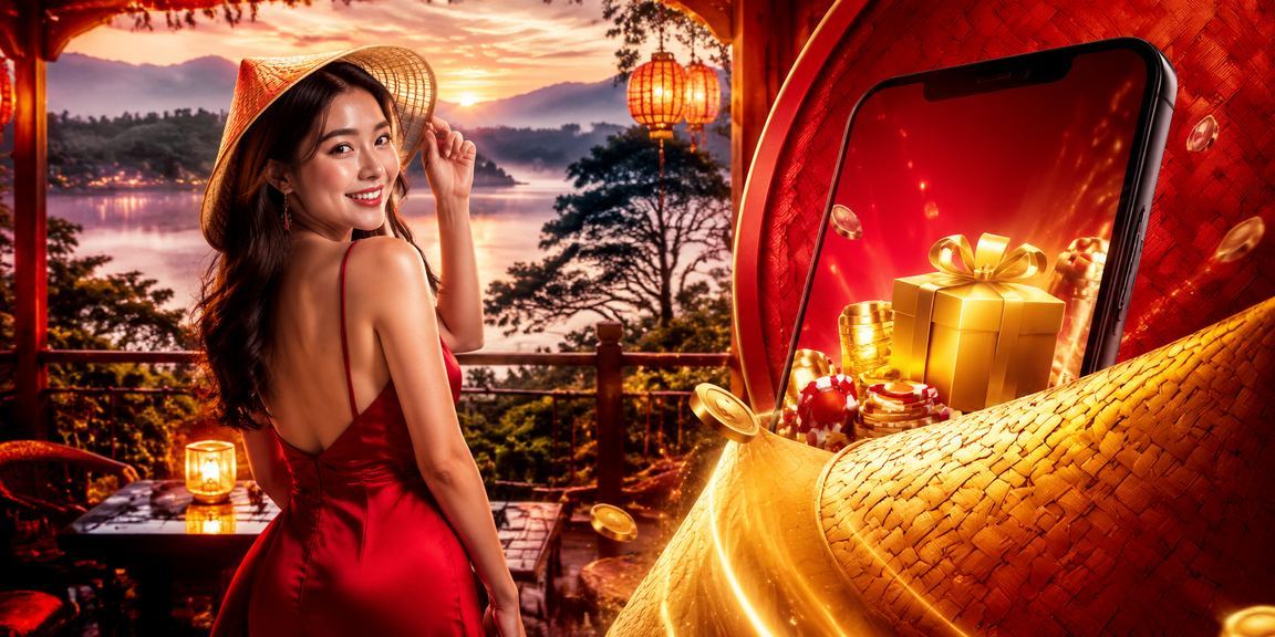 Phụ nữ đội nón lá tại Đà Lạt dùng điện thoại truy cập nền tảng cá cược thể thao di động
